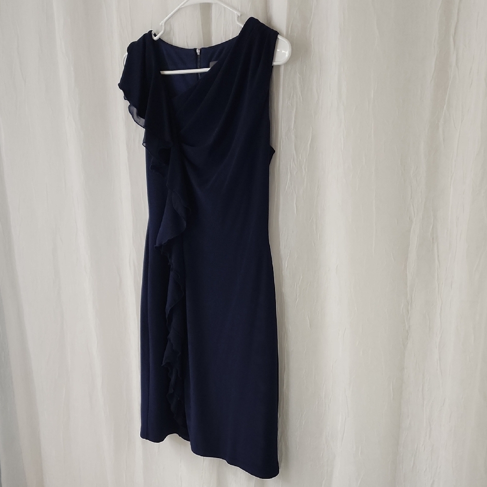 Elegant Navy Blue Ruffle Dress